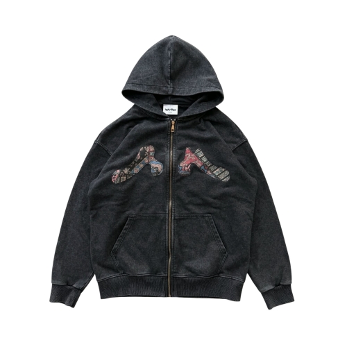 Raw Hide RH Patch Zip Hoodie Washed Black.JPG